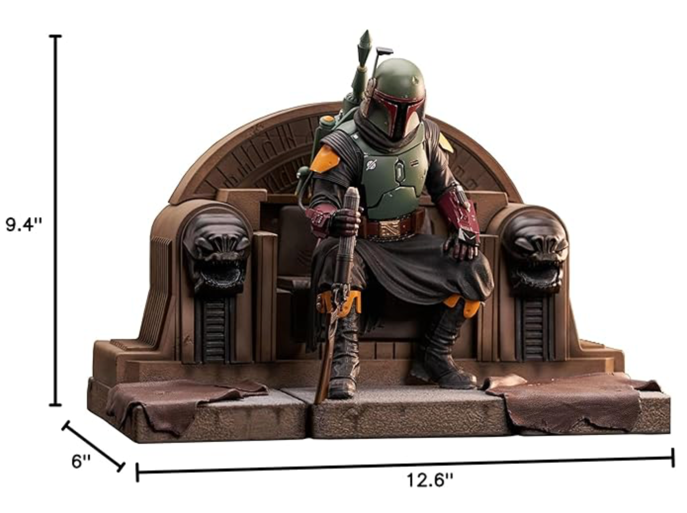 Boba Fett on Throne Statue, Multicolor