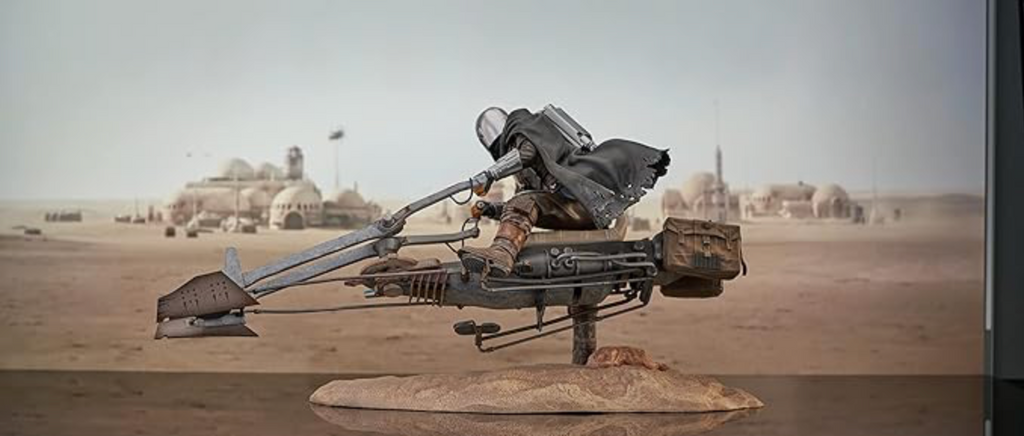 The Mandalorian with Speeder Bike Statue