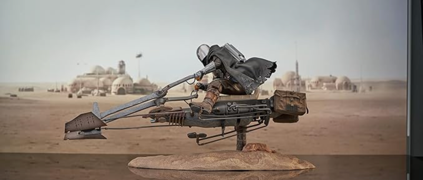 The Mandalorian with Speeder Bike Statue