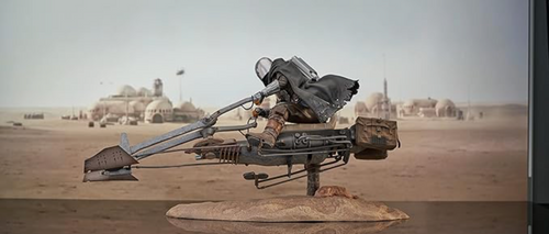 The Mandalorian with Speeder Bike Statue