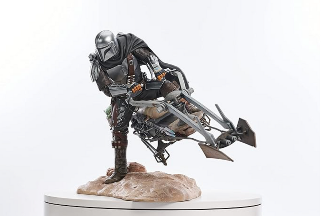 The Mandalorian with Speeder Bike Statue